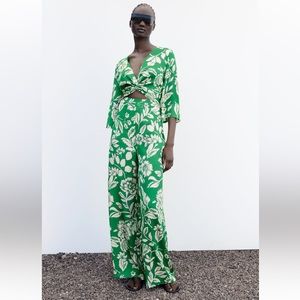 Zara printed jumpsuit with knot